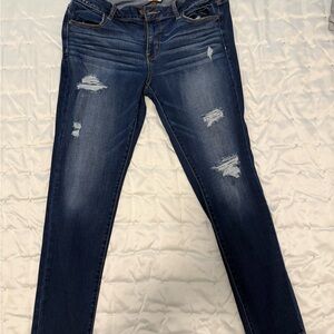 American Eagle Outfitters Dark Blue Distressed Skinny Jeans
